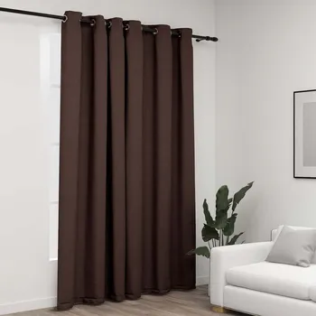 Zatemňovací závěs s kroužky vzhled lnu taupe 290 x 245 cm IM_321203