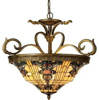 Clayre&Eef Tiffany styl závěsné světlo Anthia 2 krémová, žlutá, antická 3 x 60 W - Doprava zdarma