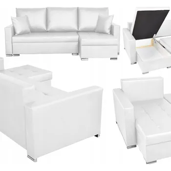 Sedací souprava Rohová Sedací Souprava Family Meble umělá kůže bílá