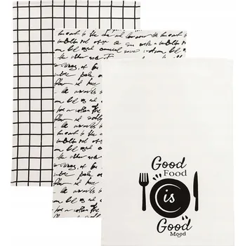 Utěrka Sada 3 kuchyňských utěrek z bavlny, savé, 40x60 cm s poutkem na zavěšení