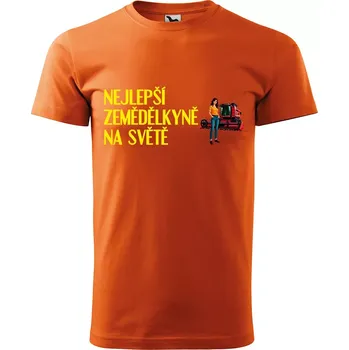 Pánské tričko Sablio Tričko s potiskem Nejlepší zemědělkyně na světě - oranžové 5XL