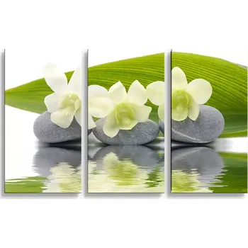Obraz Sablio Obraz - 3-dílný Bílá orchidej - 120x80 cm