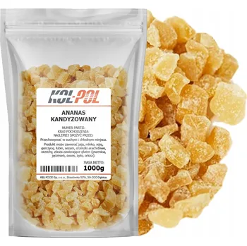 Sušená potravina ANANAS KANDOVANÝ KOSTKY 1kg Sušený v kostkách