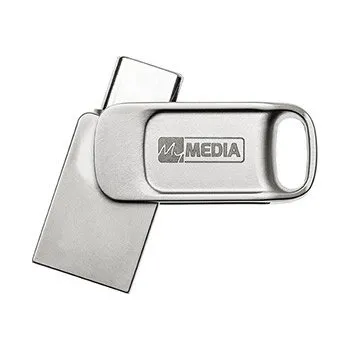 USB flash disk MyMedia MyDual USB 2.0, USB 2.0, 64GB, stříbrný, 69267, USB A / USB C, s krytkou