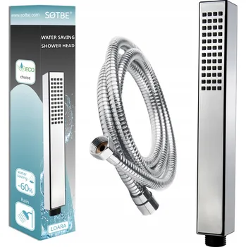 Sprchová hlavice Kvadratická sprchová Sprchová Hlavice s hadicí, zrcadlový efekt, úsporná, stříbrná - LOARA