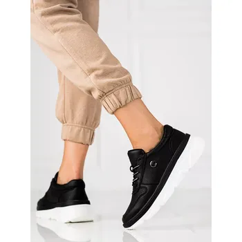 Dámské tenisky Zajímavé tenisky černé dámské bez podpatku 37