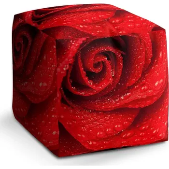 Taburet Sablio Taburet Cube Květ růže: 40x40x40 cm