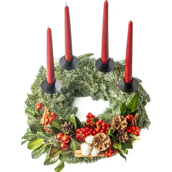 Vánoční dekorace Gardners Adventní věnec na stůl (kónické svíčky bordó), červený