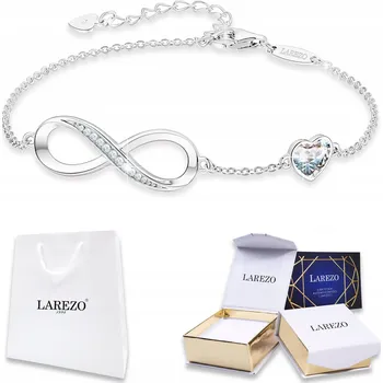 Náramek Stříbrný Náramek s Nekonečnem a Bílým Srdcem ze Stříbra 925