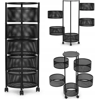 regál KUCHYŇSKÝ REGÁL ORGANIZÉR POMOCNÍK 5 ÚROVNÍ OTOČNÉ POLICE KOVOVÝ