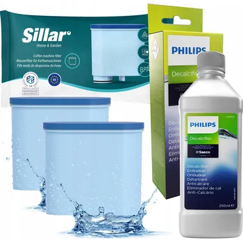Příprava kávy Philips odvápňovač pro kávovar 0,25l + 2x filtr Sillar pro Saeco Philips