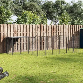 ohrádka pro psa zahrada-XL Psí kotec černý 8,47 m² ocel 3082206