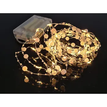 Vánoční dekorace VOR-BAT 4M-40 KORÁLKY - bateriový, dekorační 4m dlouhý vánoční světelný drátový řetěz s časovačem, 40x LED a malé perličky, napájení 3x bat AA Barva svitu: Bílá teplá