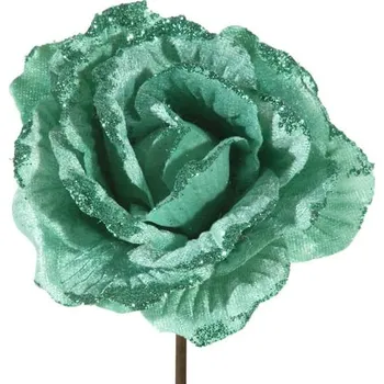 Vánoční dekorace Květinová ozdoba na VÁNOČNÍ STROMEK EUROFIRANY 48 cm tyrkysová