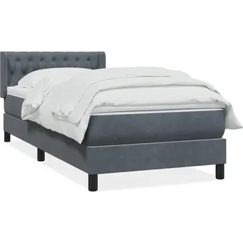 Postel vidaXL Box spring postel s matrací 90x220 cm samet [3318394] Barva: Tmavě šedá