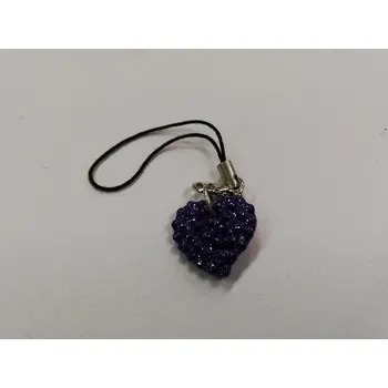 Přívěsek Fimo přívěsek na mobil - srdce 1,5cm - fialové s glitry