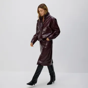 Dámská sukně Reserved - Koženková midi sukně - bordó - 028HW-53X - 028HW-53X-L