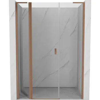 Sprchové dveře Sprchové dveře Mexen Mist L s otočným výklopným otvorem 135 cm, průhledné, kartáčovaná měď - 8A4L-135-001-65-00