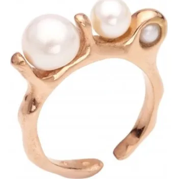 Prsten NOIR ŠPERKY pozlacený prsten tři perly - rose gold