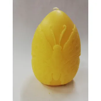 Svíčka Svíčka vonná z parafínového vosku - vejce s motýlem žluté - Litsea cubeba