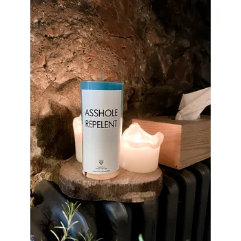 Svíčka IRONIC CANDLES - sójová svíčka / ASSHOLE REPELENT Velikost svíčky / Size: Střední / Medium, Barva a vůně / Color and scent: Hnědá - SANTALOVÉ DŘEVO