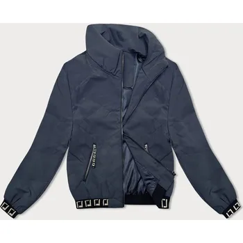 Dámská bunda Tmavě modrá krátká dámská bunda se stojáčkem (5M3161) odstíny modré M (38)