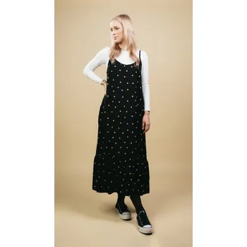 Dámské šaty IVJE Midi šaty na ramínka s volánkem - černé Velikost: M/L