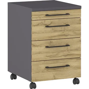 Zásuvkový kontejner Germania Tmavě šedý pojízdný kontejner Profi 2.0 42 x 49 cm s dubovým dekorem