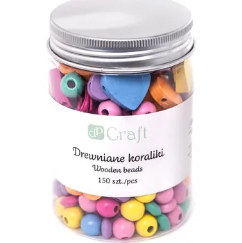 Dětské navlékací korálky DP Craft Dřevěné korálky v dóze 150 ks, duhový mix