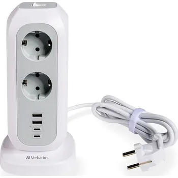 Stanice nabíjecí Verbatim EUPT-01, zásuvky, bílá