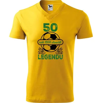 Pánské tričko DOBRÝ TRIKO Pánské V tričko s potiskem 50 let legenda fotbal Velikost: 3XL, Barva: Žlutá