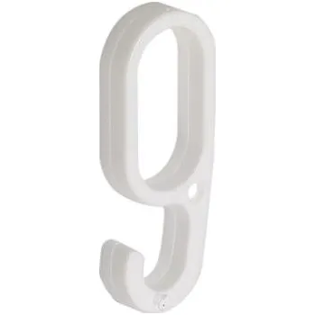 Hák 1a pro oválnou šatní tyč 30 x 15 mm, plast bílý