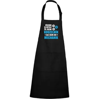 Kuchyňská zástěra Zástěra s potiskem Kouzelník mechanik Barva zástěry: Černá