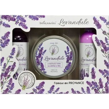 Kosmetická sada levandule-online.cz Dárková kazeta Levandule Premium - sprchový gel a šampon, zvláčňující tělové mléko, krém na obličej
