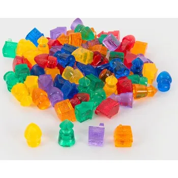 Hračka pro nejmenší TICKIT Průsvitné barevné domečky