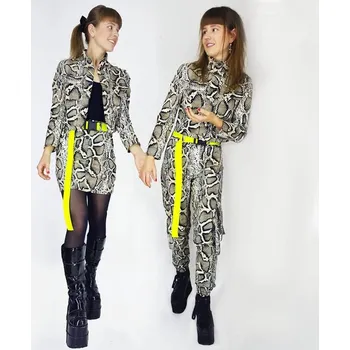 Dámské kalhoty PRINCESS TIRAMISU unisex Kalhoty Cargo pants - hadí kůže s neon žlutým páskem Velikost: L