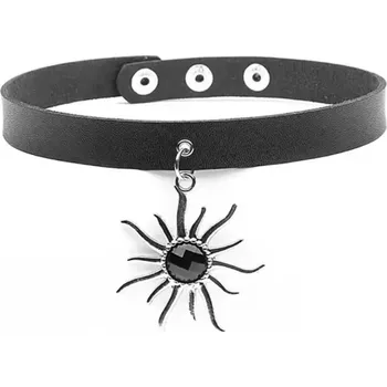 Náhrdelník DARK CHOKER / náhrdelník / obojek - černý s přívěškem slunce