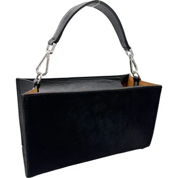 FACEBAG Kožená kabelka Bety černá ruga se srstí