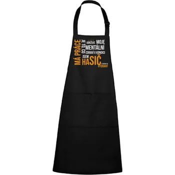 Kuchyňská zástěra Zástěra s potiskem Má práce hasič Barva zástěry: Černá