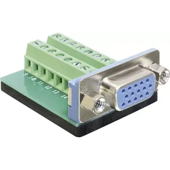 Elektrická zásuvka VGA konektor Delock 65170, zásuvka, vestavná vertikální, pólů 16, stříbrná, 1 ks