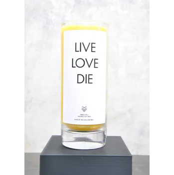 Svíčka IRONIC CANDLES - LIVE LOVE DIE Velikost svíčky / Size: Střední / Medium, Barva a vůně / Color and scent: Zelená tmavá - GIN & TONIC