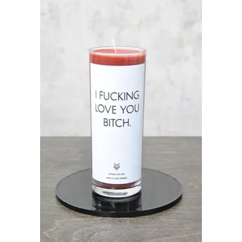 Svíčka Ironic candles svíčka - I FUCKING LOVE YOU BITCH Velikost svíčky / Size: Střední / Medium, Barva a vůně / Color and scent: Modrá kobalt - OSTRUŽINOVÁ MARMELÁDA