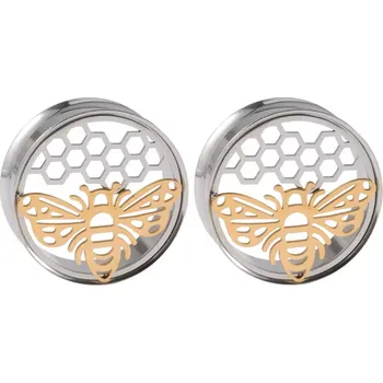 Náušnice OTHER Tunel / Plug / Roztahovák - nerezová ocel / včela - BEE HIVE Velikost: 24 mm