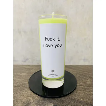 Svíčka IRONIC CANDLES - FUCK IT, I LOVE YOU! Velikost svíčky / Size: Velká / Large, Barva a vůně / Color and scent: Šedá - ČERSTVĚ VYPRANÉ PRÁDLO