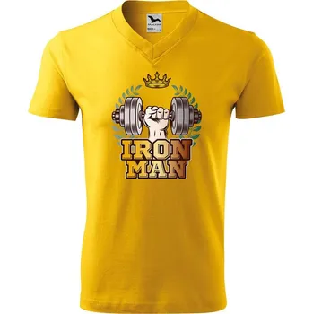 Pánské tričko DOBRÝ TRIKO Pánské V tričko s potiskem Iron man Velikost: 3XL, Barva: Žlutá