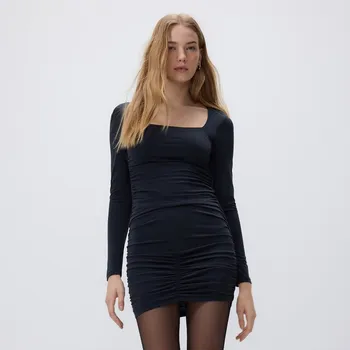 Dámské šaty Reserved - Mini šaty s příměsí modalu - tmavě šedá - 220HU-90X - 220HU-90X-L