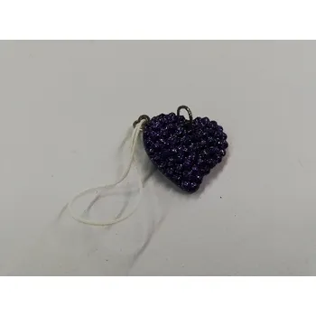 Přívěsek Fimo přívěsek na mobil - srdce 2cm - fialové s glitry
