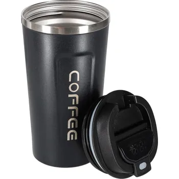 Termohrnek KIK Termohrnek s náustkem LED ukazatelem teploty 500 ml - černý