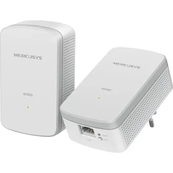 Počítačové příslušenství Mercusys MP300 KIT HomePlug, sada 2 adaptérů, 600Mb/s, HomePlug AV2, 1× LAN port, dosah 300m, AES šifrování, bílý MP300 KIT