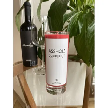 Svíčka IRONIC CANDLES - ASSHOLE REPELENT Velikost svíčky / Size: Malá / Small, Barva a vůně / Color and scent: Zelená tmavá - GIN & TONIC